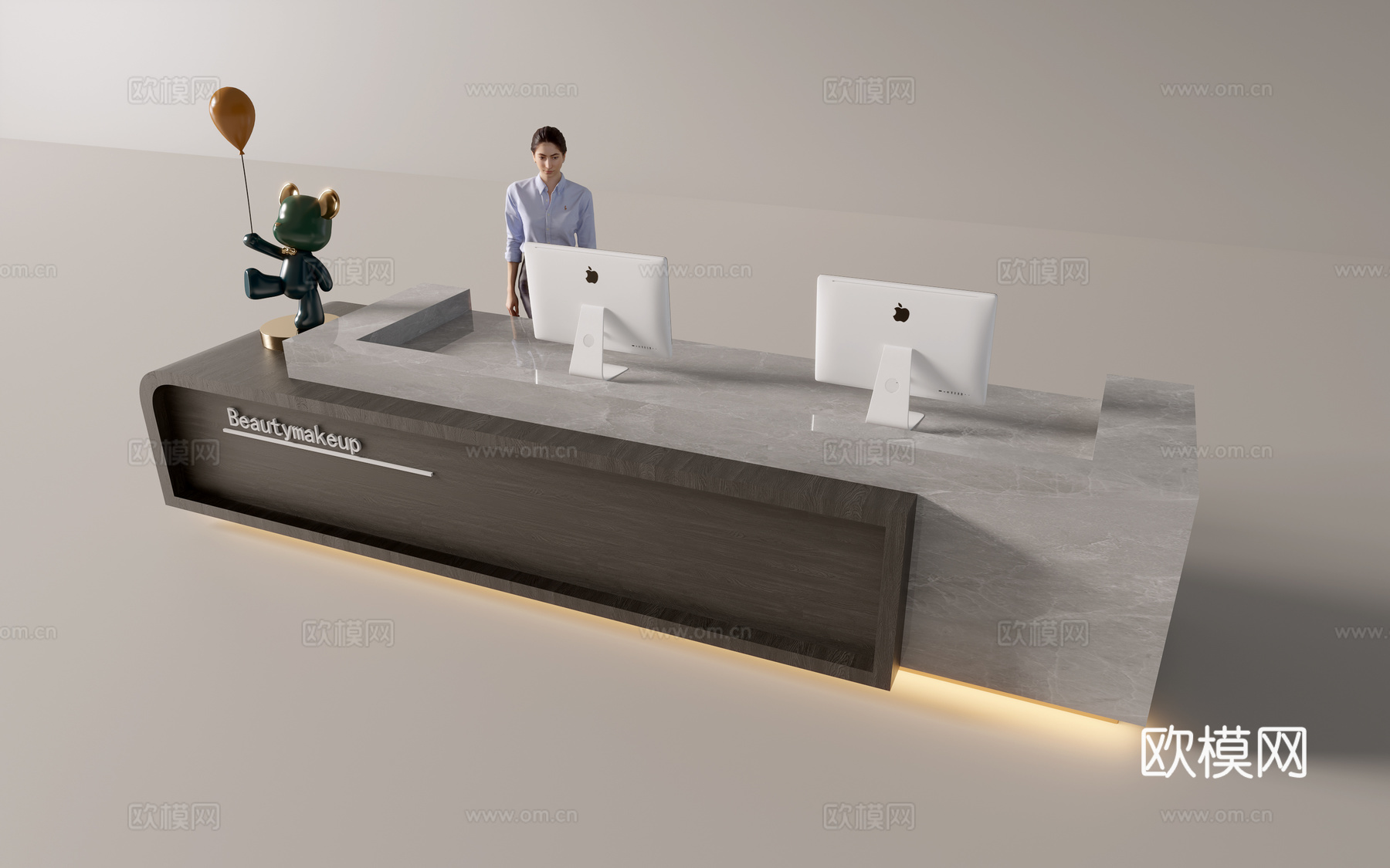 现代公司前台 接待台 服务台3d模型下载