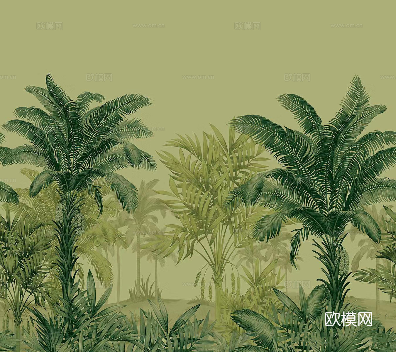 绿色热带植物壁画