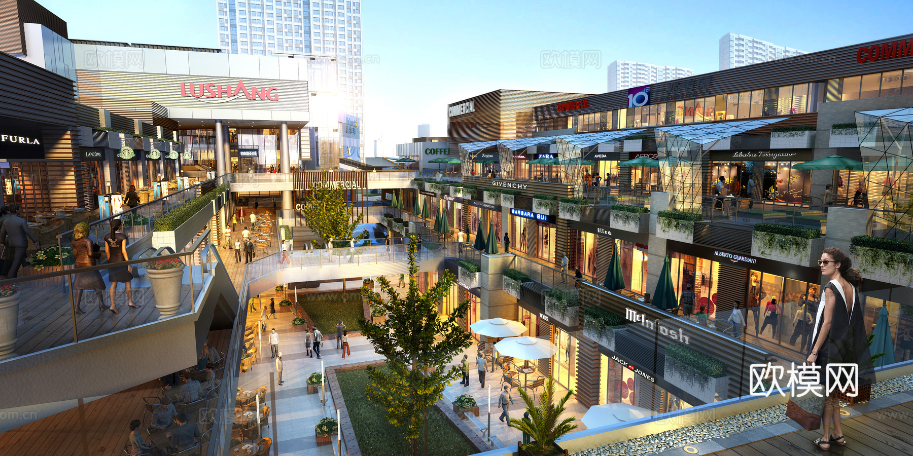 现代商业综合体su模型下载（渲染图3）