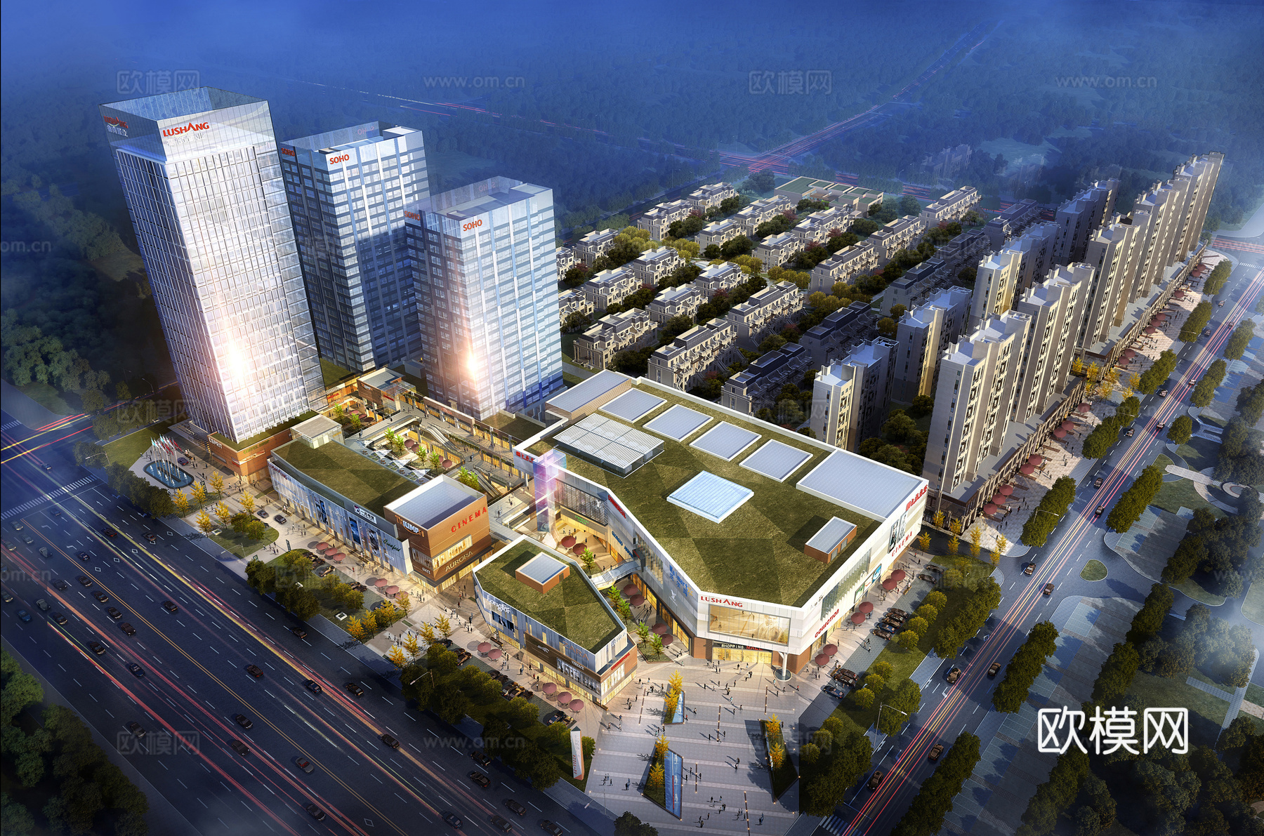 现代商业综合体su模型下载（渲染图6）