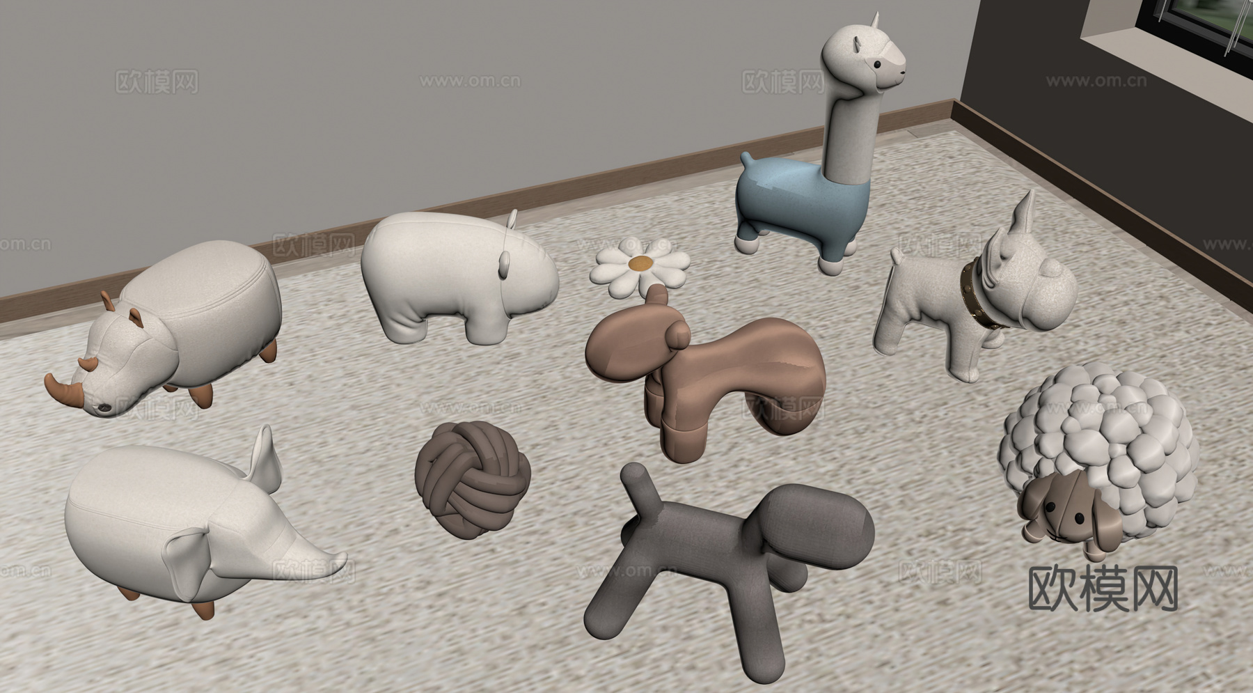 现代凳子su模型下载（渲染图1）