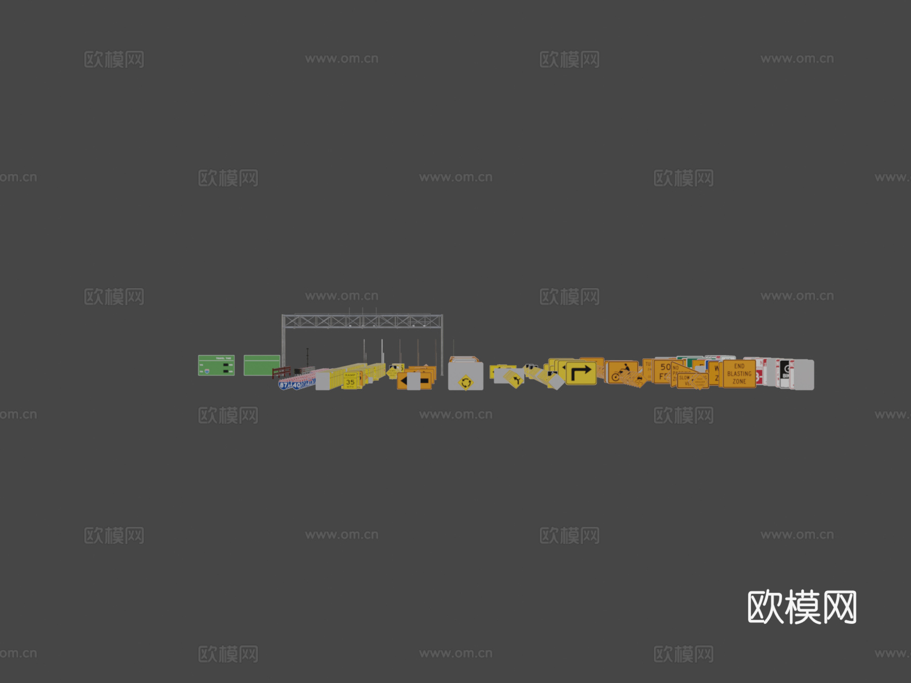公路标志 路标 指示牌3d模型