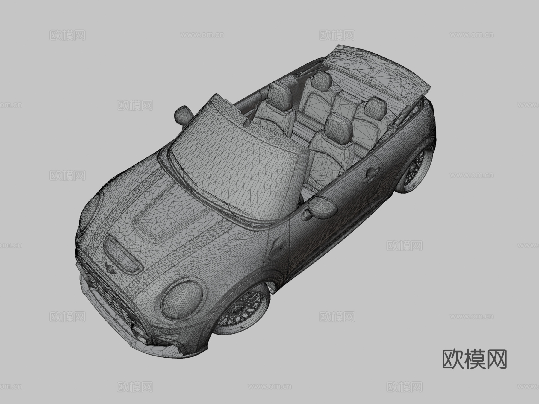 敞篷车 卡通汽车3d模型