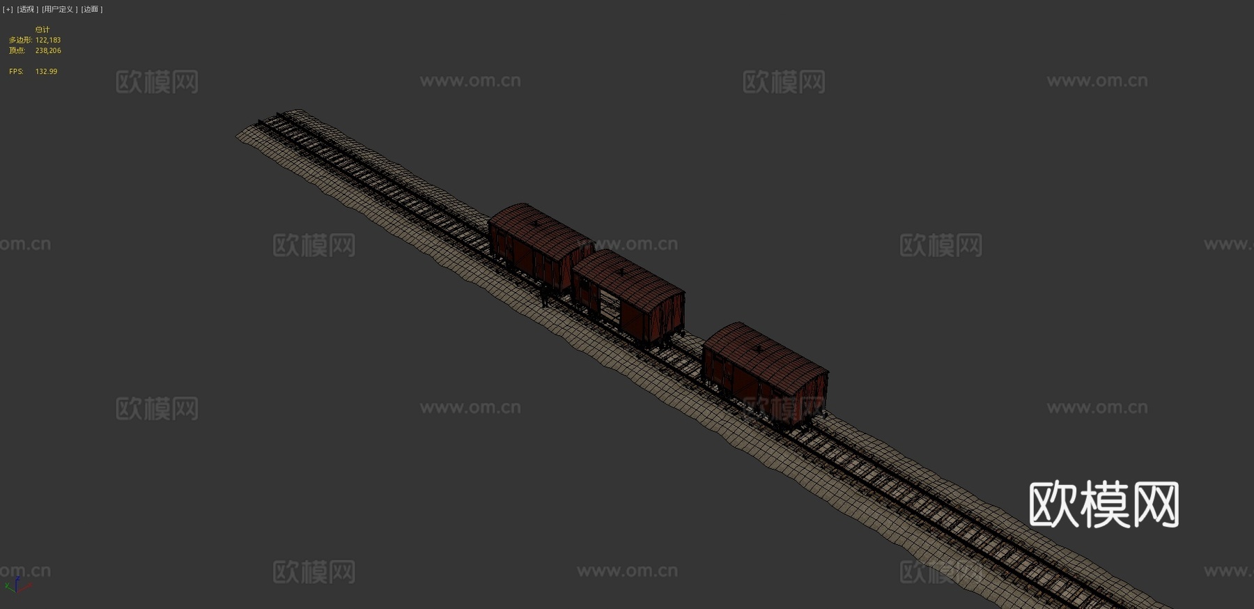 铁路覆盖货车3d模型