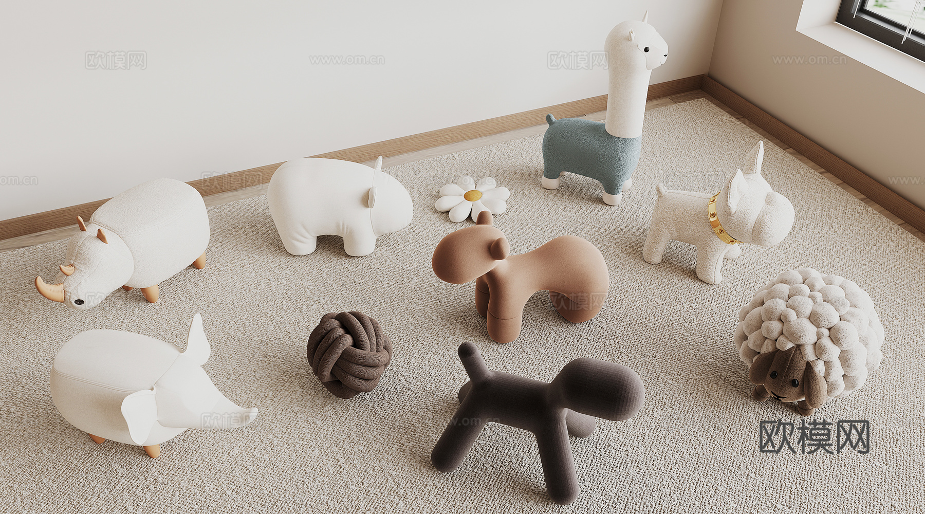 现代凳子su模型下载（渲染图2）