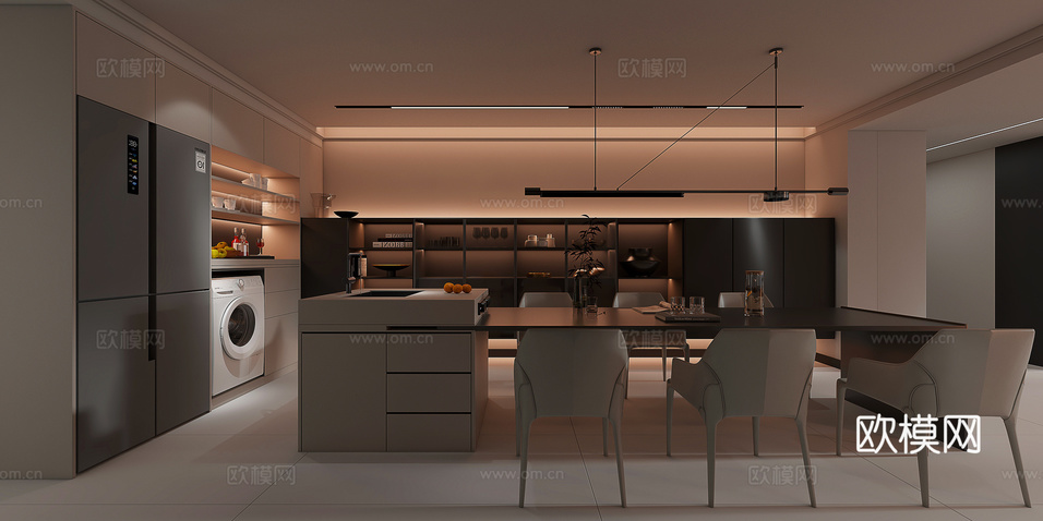 意式客餐廳3d模型下載(渲染圖2)