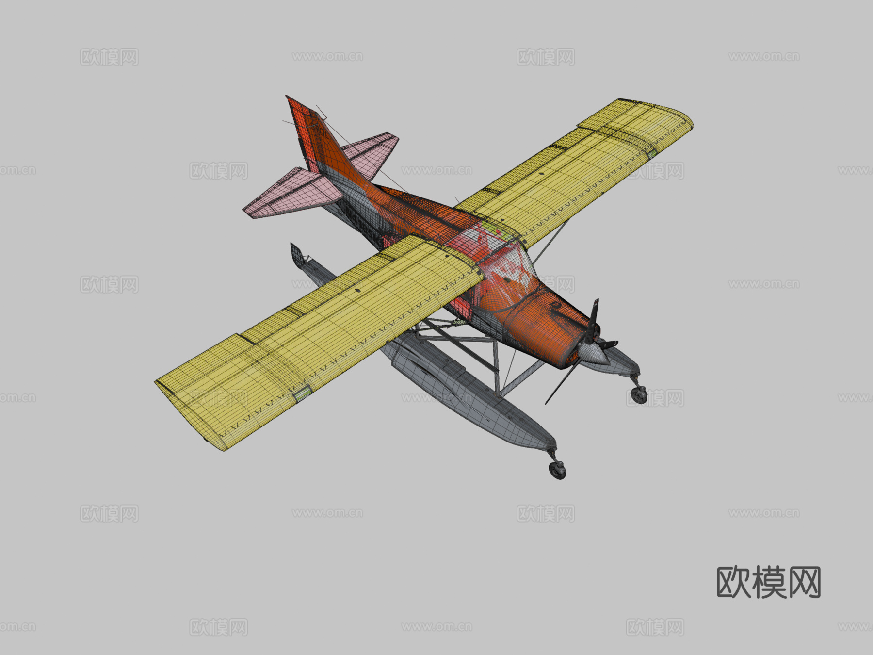 轻型水上飞机带内饰3d模型