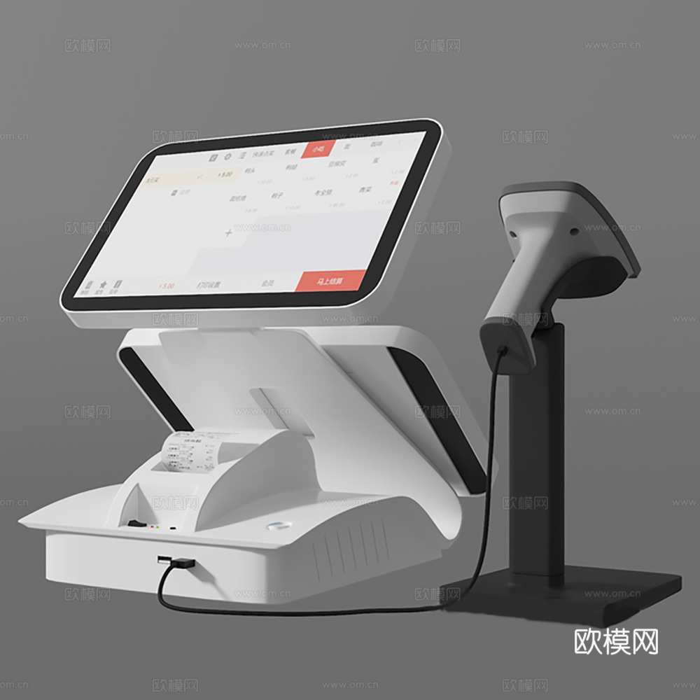 收银机 收款机 扫码机3d模型