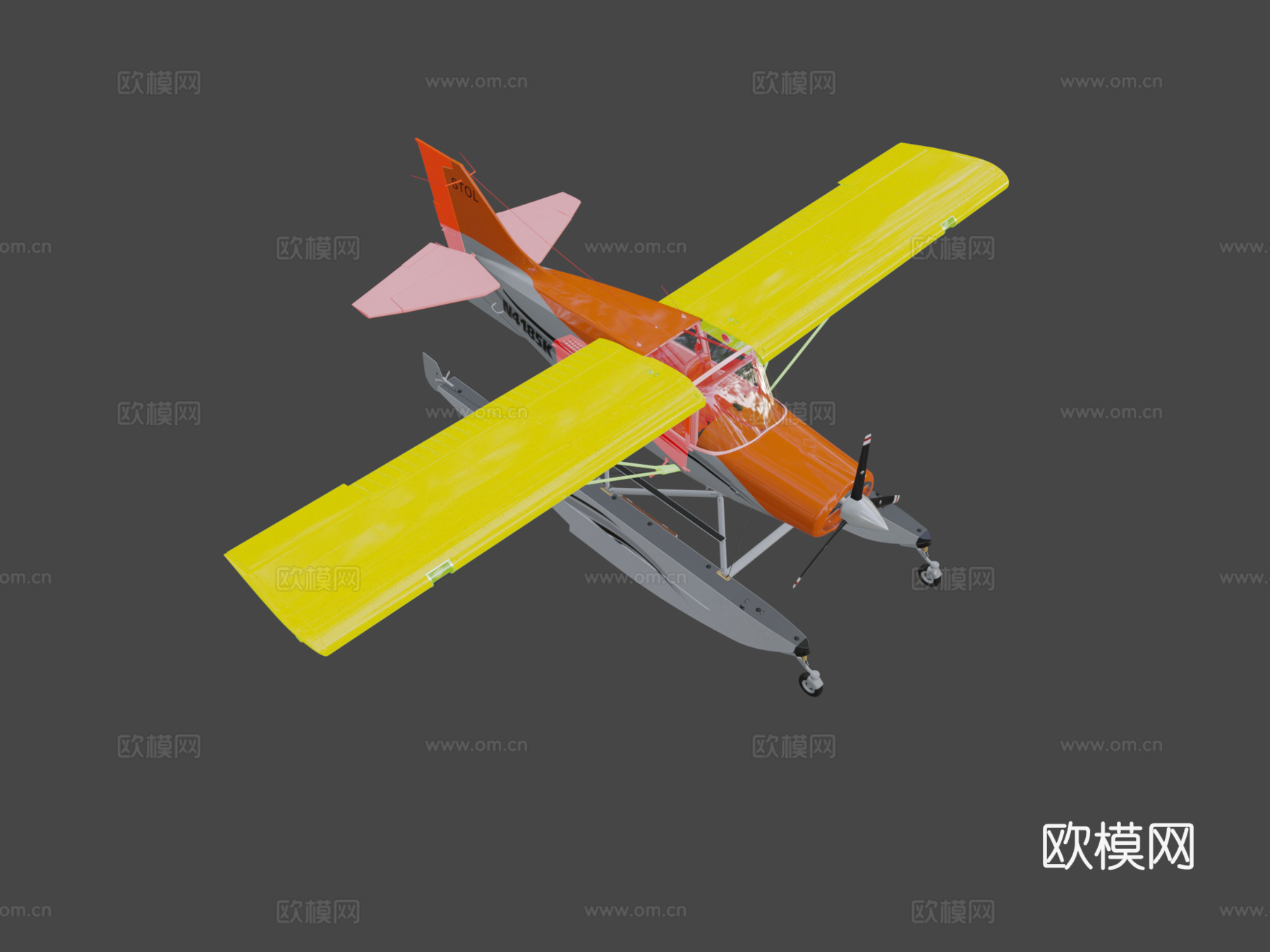 轻型水上飞机带内饰3d模型