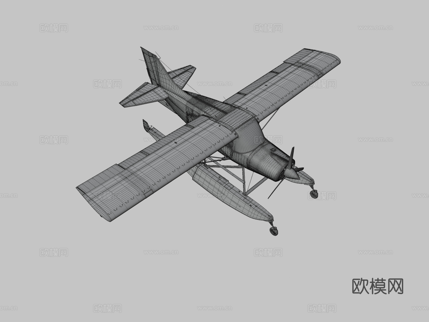 轻型水上飞机带内饰3d模型