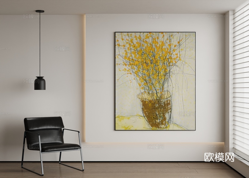 现代抽象画 装饰画3d模型下载