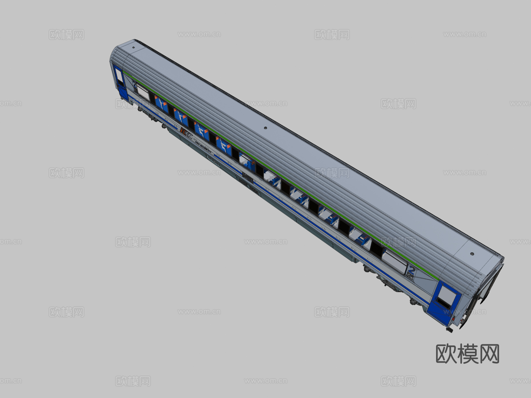 现代客运铁路车辆3d模型