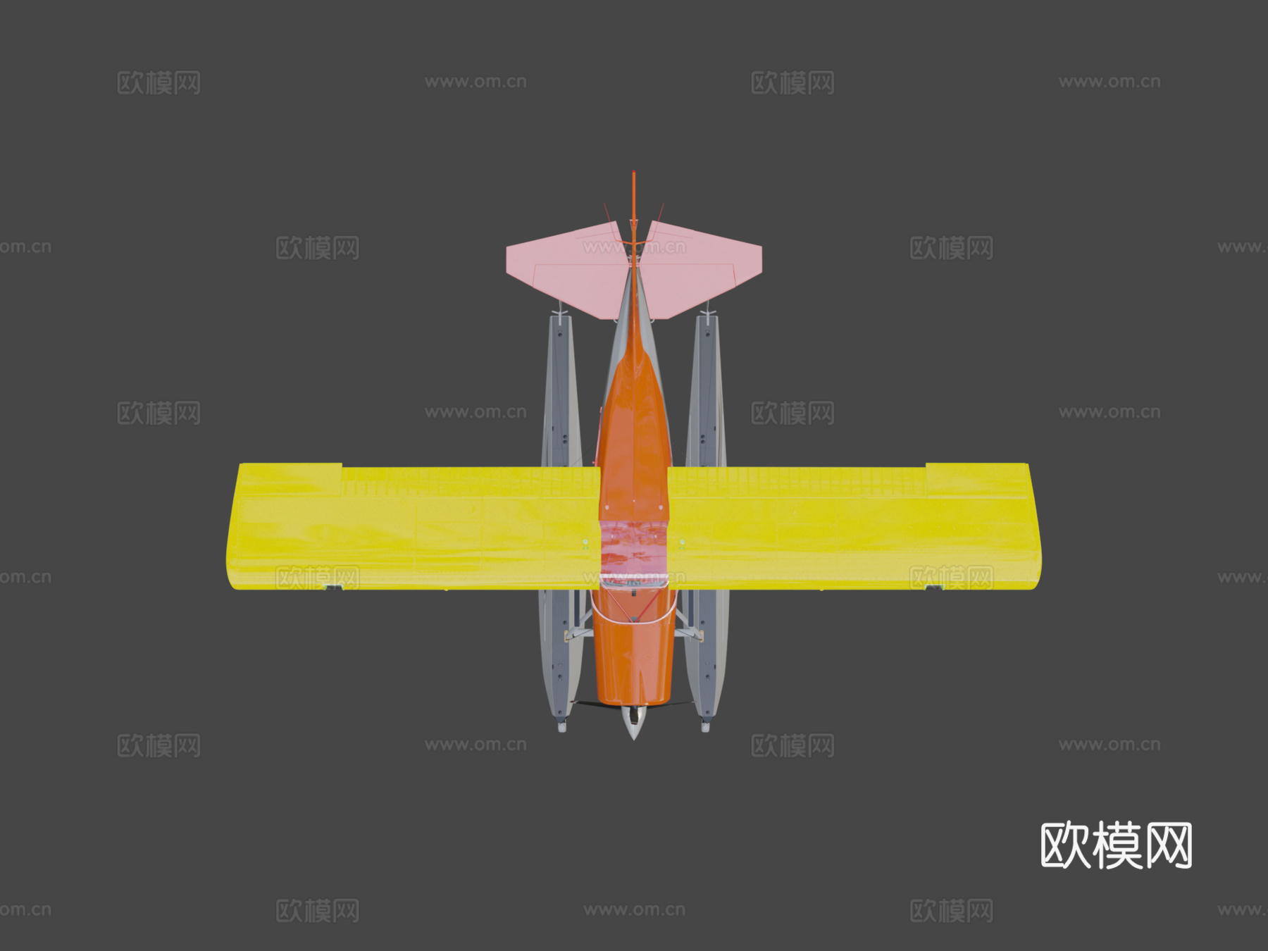 轻型水上飞机带内饰3d模型