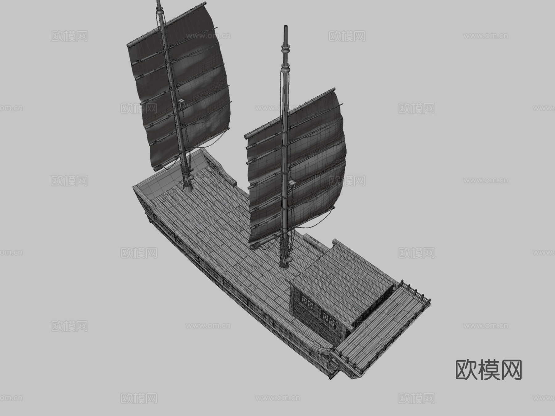 仿古船 帆船 木船3d模型