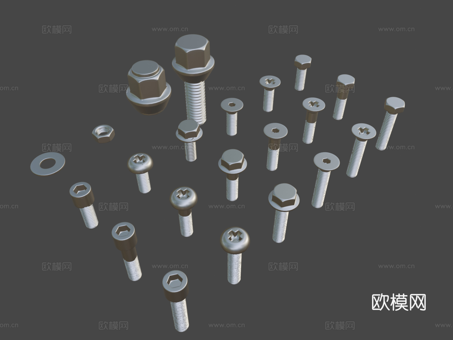 五金件 螺栓 螺帽3d模型