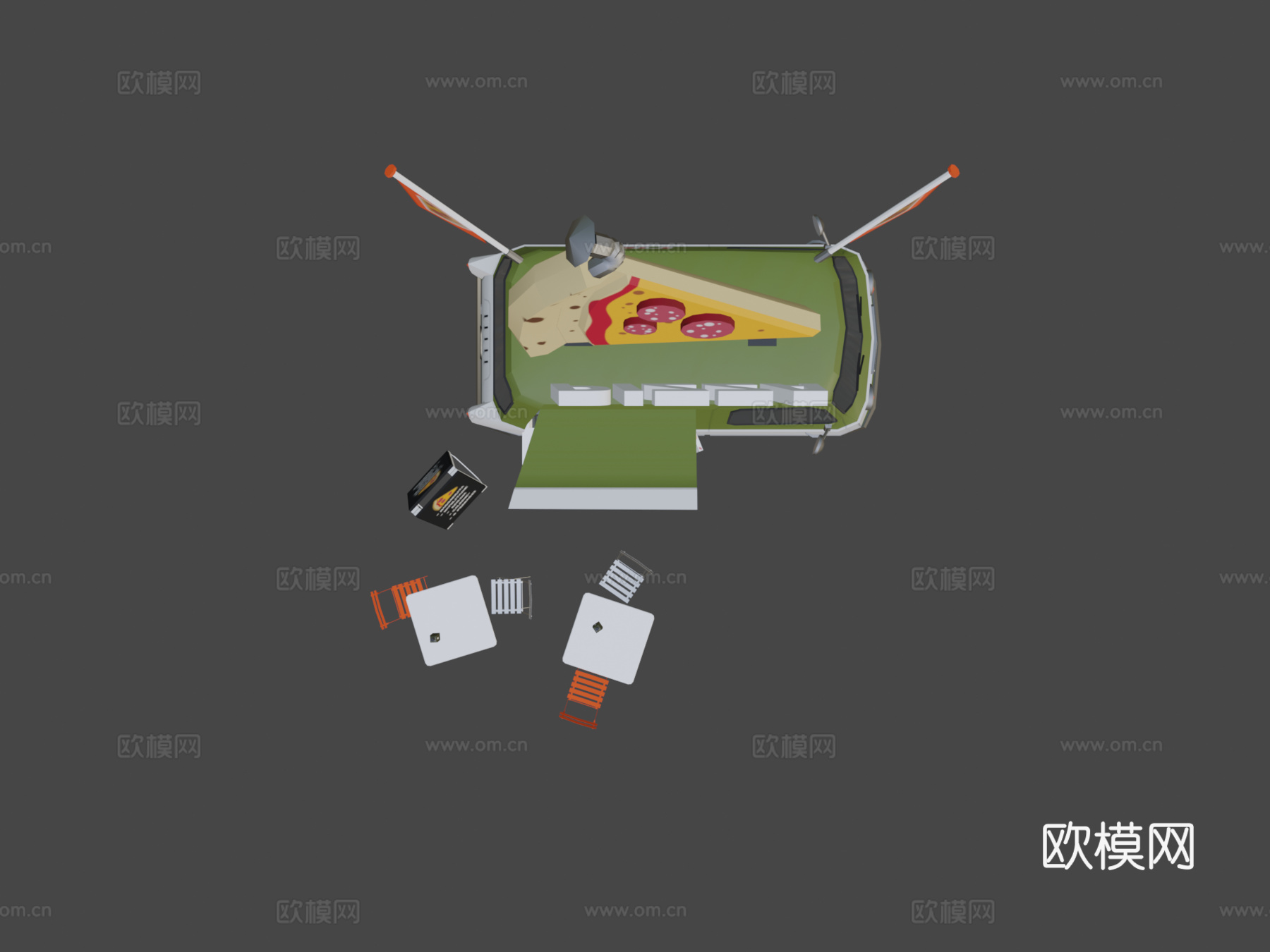 披萨食品卡车3d模型