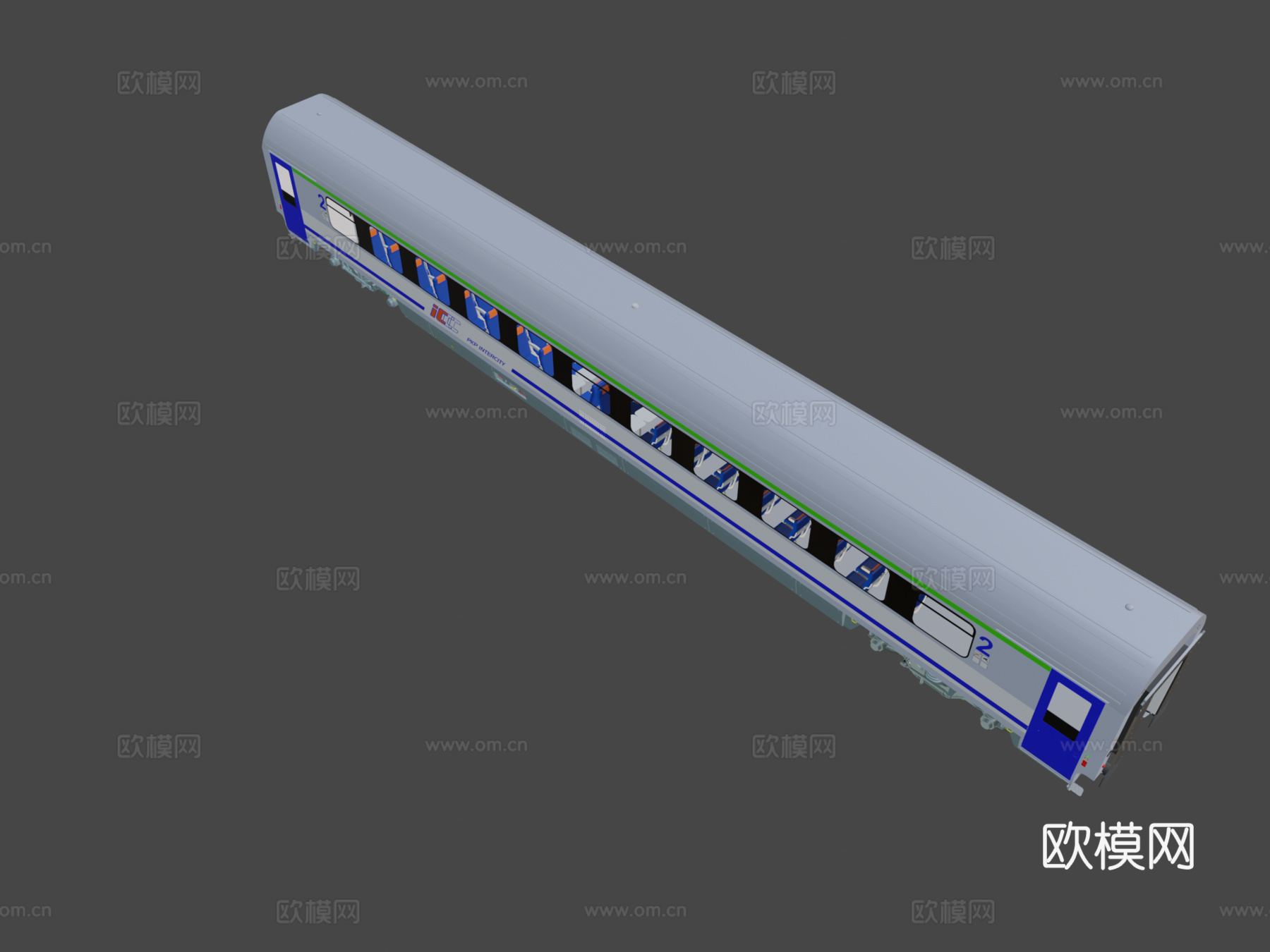 现代客运铁路车辆3d模型