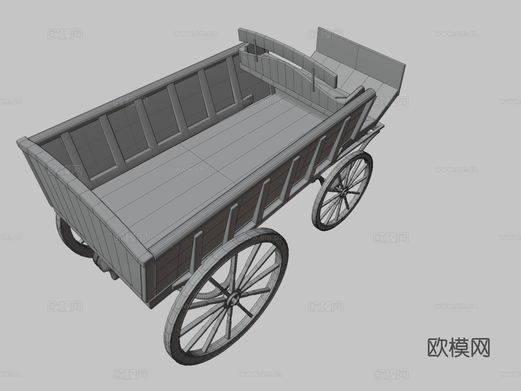 旧马车 人力车3d模型