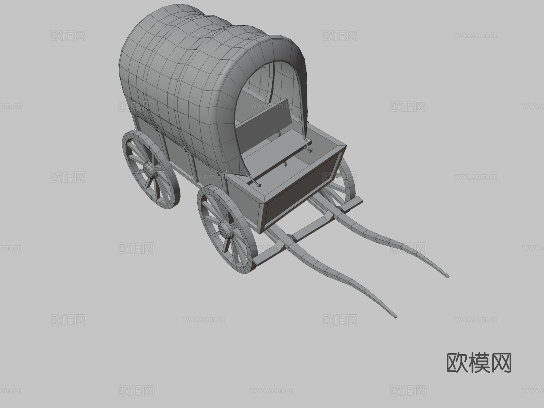 西部马车 拉力车3d模型