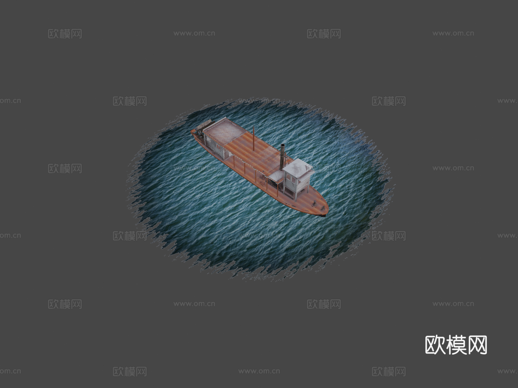 英尺蒸汽船 船只 木船3d模型