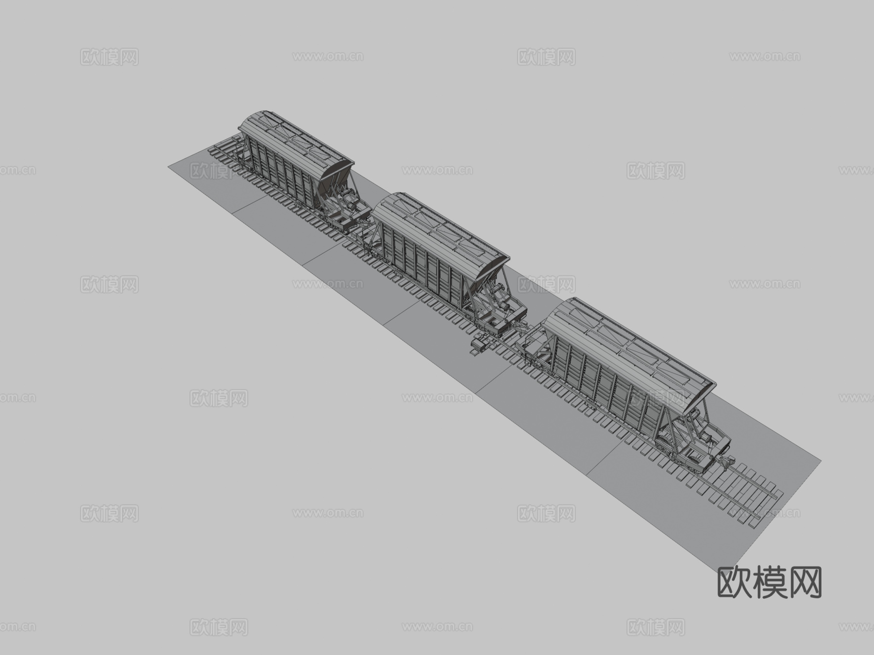 铁路漏斗车 轨道车3d模型