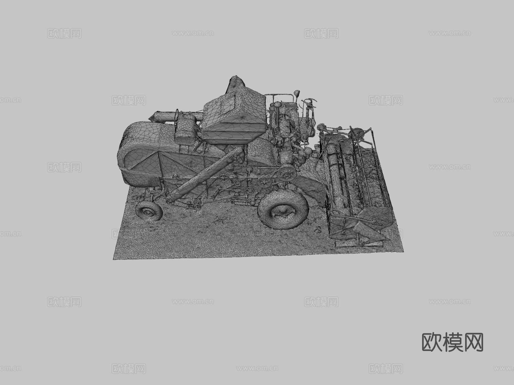 挖掘机 收割机3d模型下载（渲染图3）