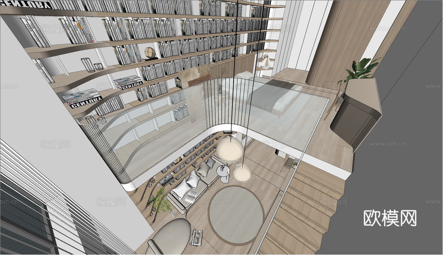 北欧酒店式公寓su模型下载（渲染图1）