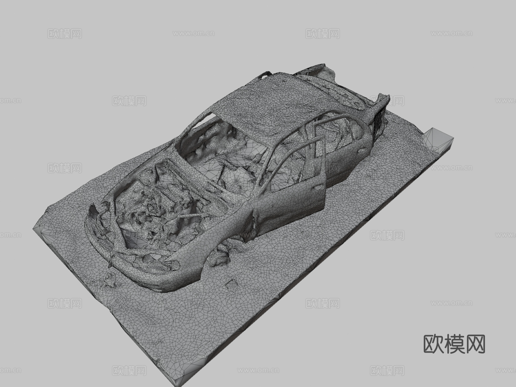 被毁坏的涂鸦汽车3d模型