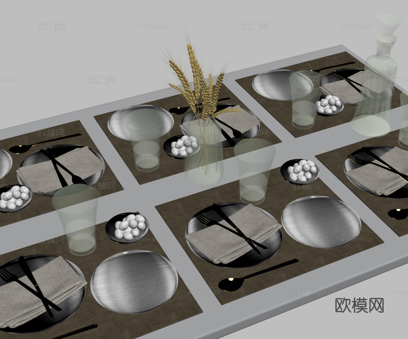 现代餐具 餐盘 刀叉su模型