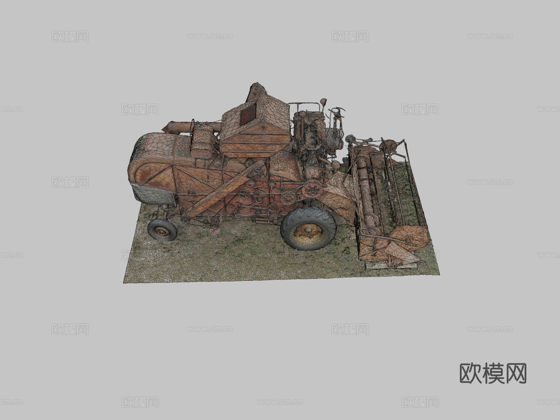 挖掘机 收割机3d模型下载（渲染图2）