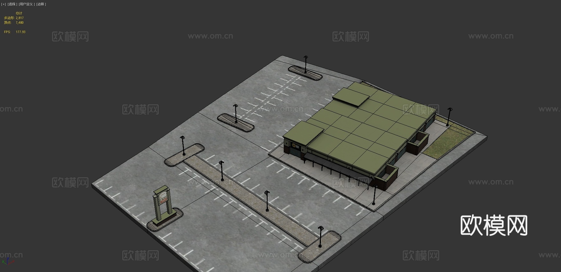 户外停车场3d模型