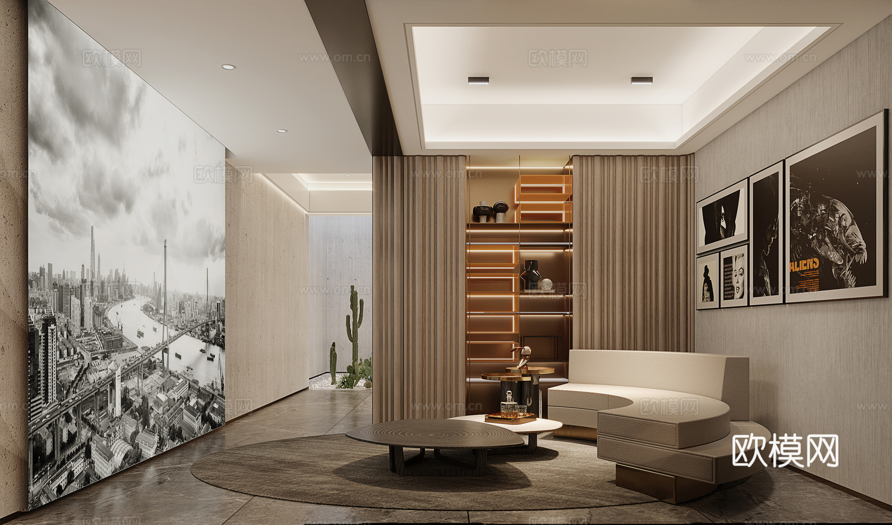 现代地下室 休闲室 娱乐室3d模型下载