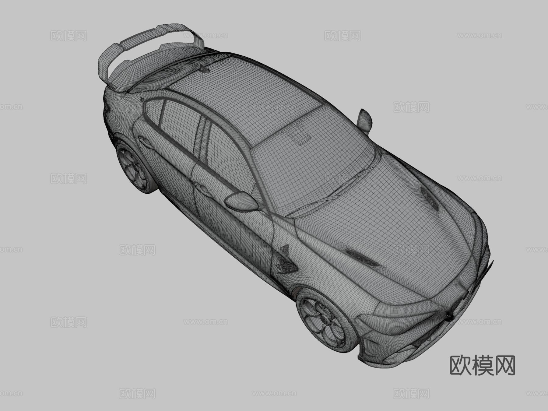 红色轿车3d模型