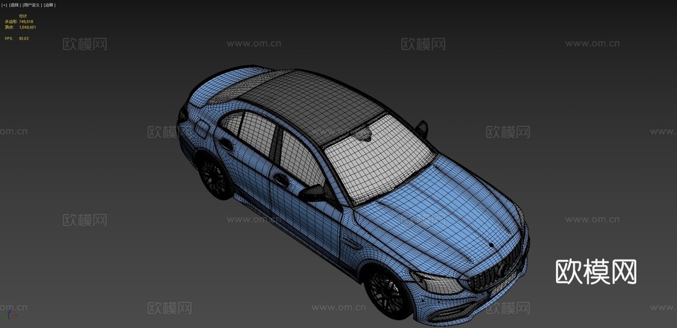 蓝色轿车3d模型下载(渲染图4)