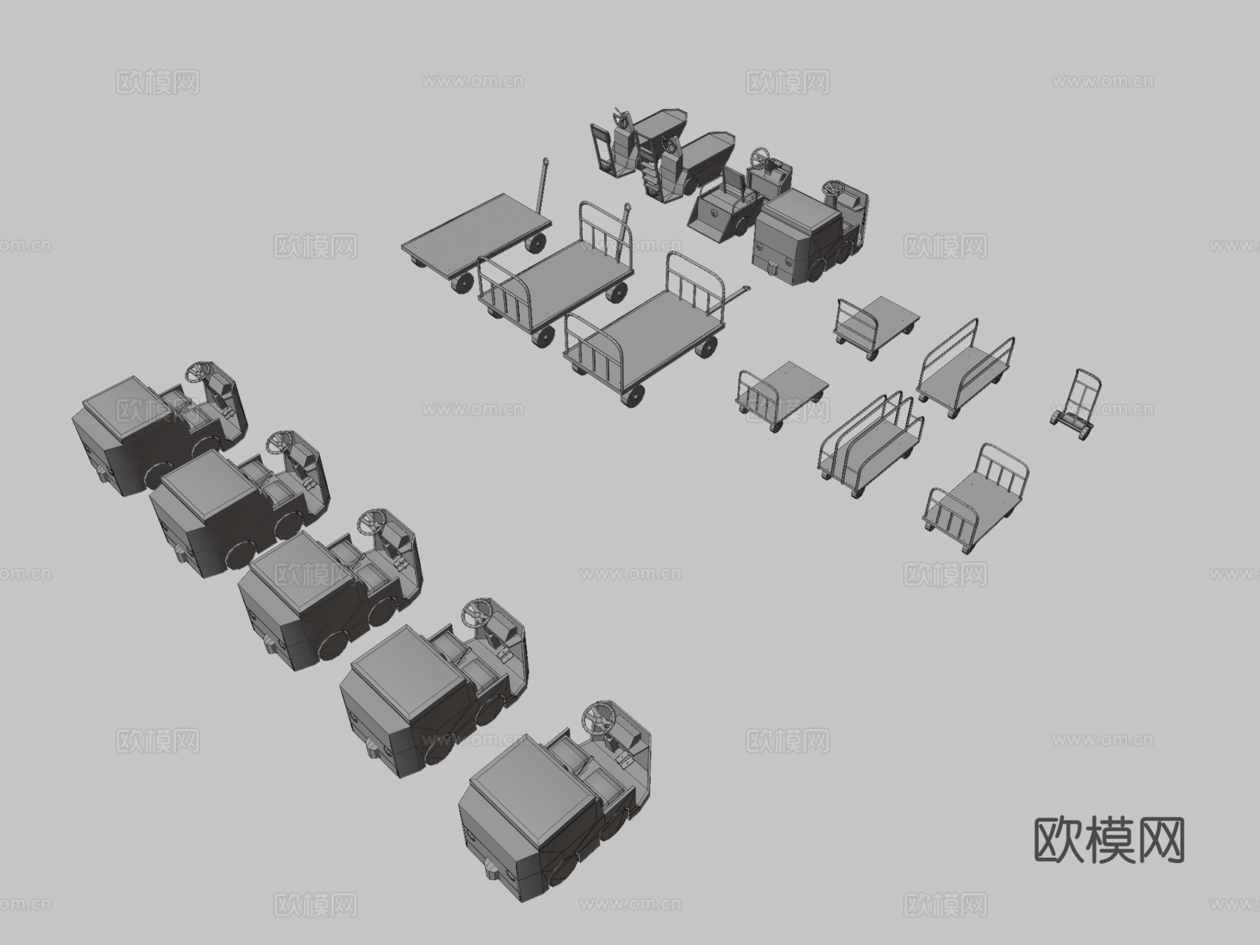 公用手推车 工程车3d模型