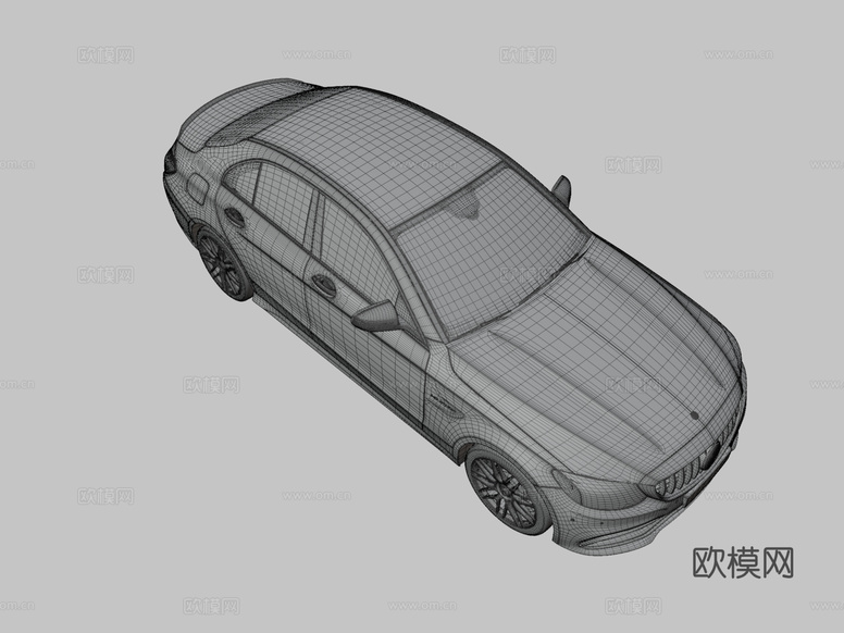 蓝色轿车3d模型下载(渲染图3)