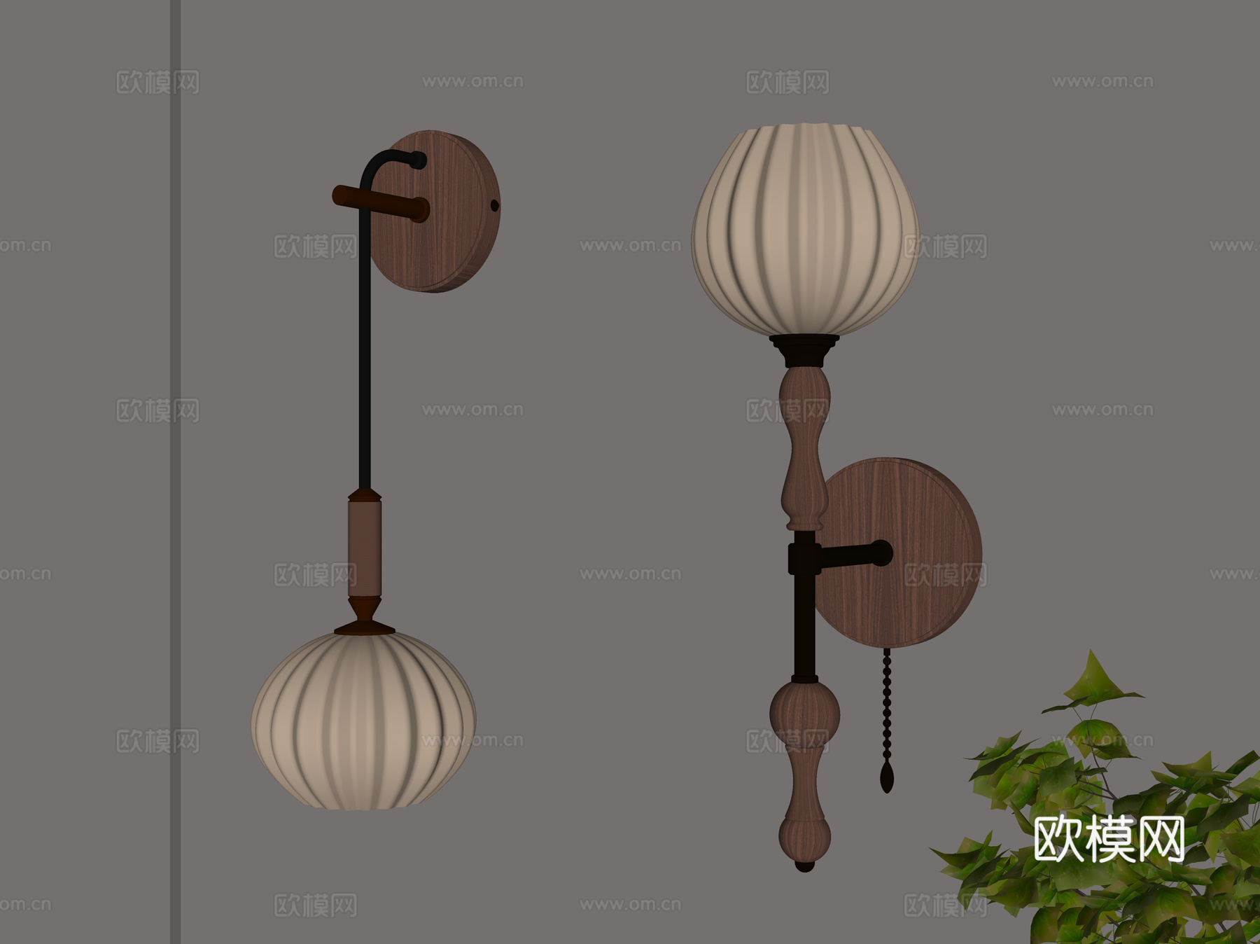 中古风壁灯su模型下载（渲染图1）