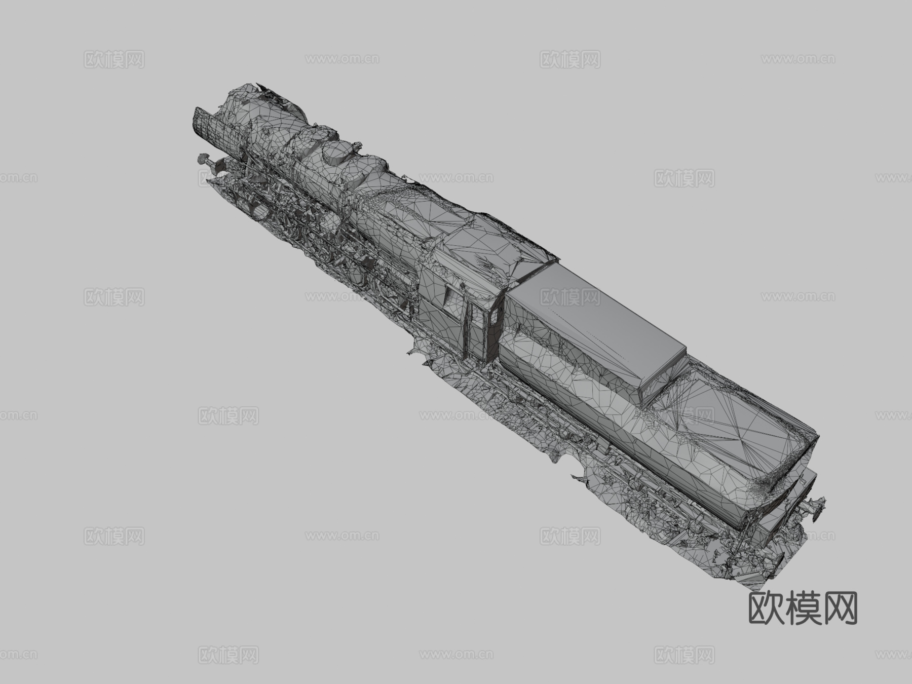 废弃火车 蒸汽机车3d模型