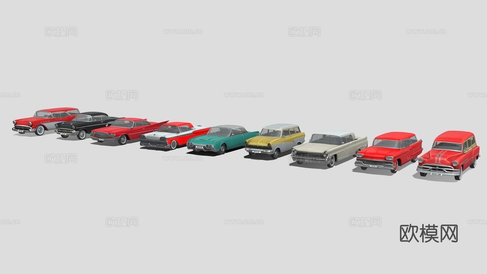 经典尾鳍汽车3d模型下载(渲染图1)