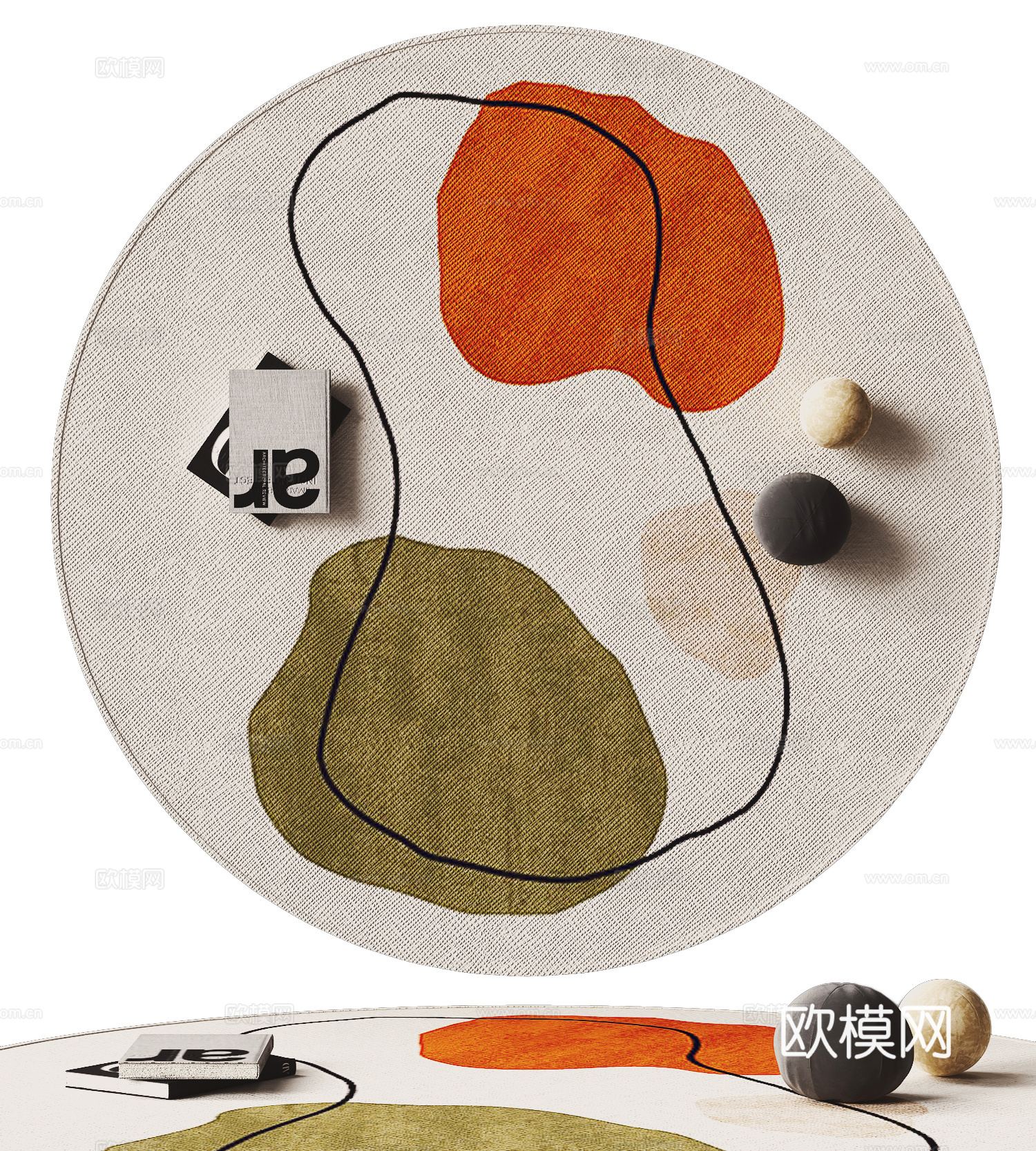 现代圆形地毯 装饰摆件su模型下载（渲染图2）