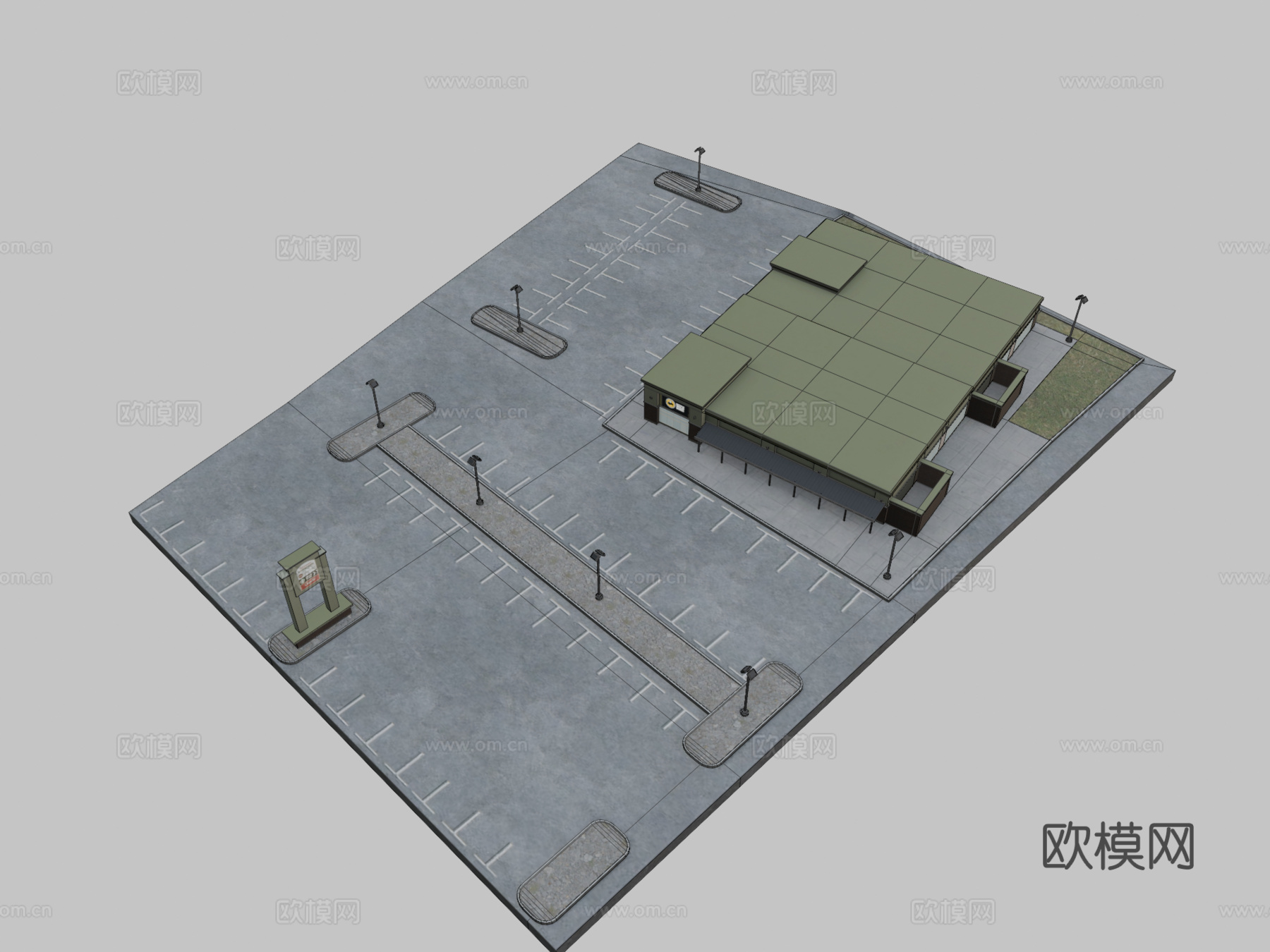 户外停车场3d模型