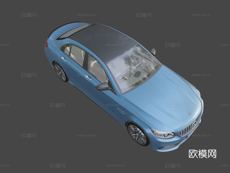蓝色轿车3d模型下载(渲染图8)