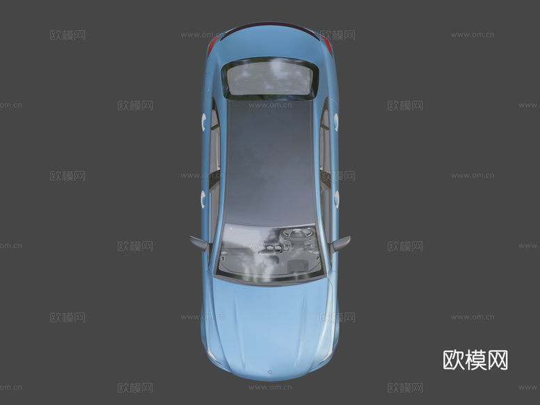 蓝色轿车3d模型下载(渲染图7)