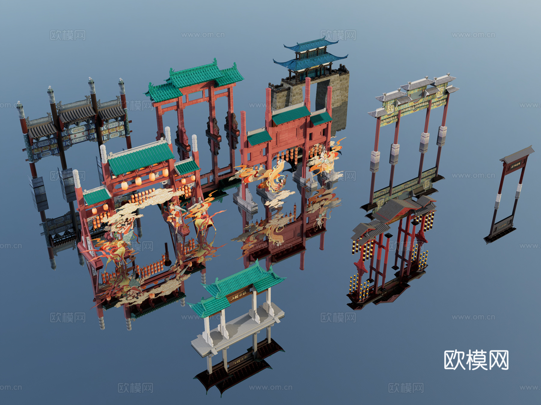 新中式牌坊 牌楼su模型