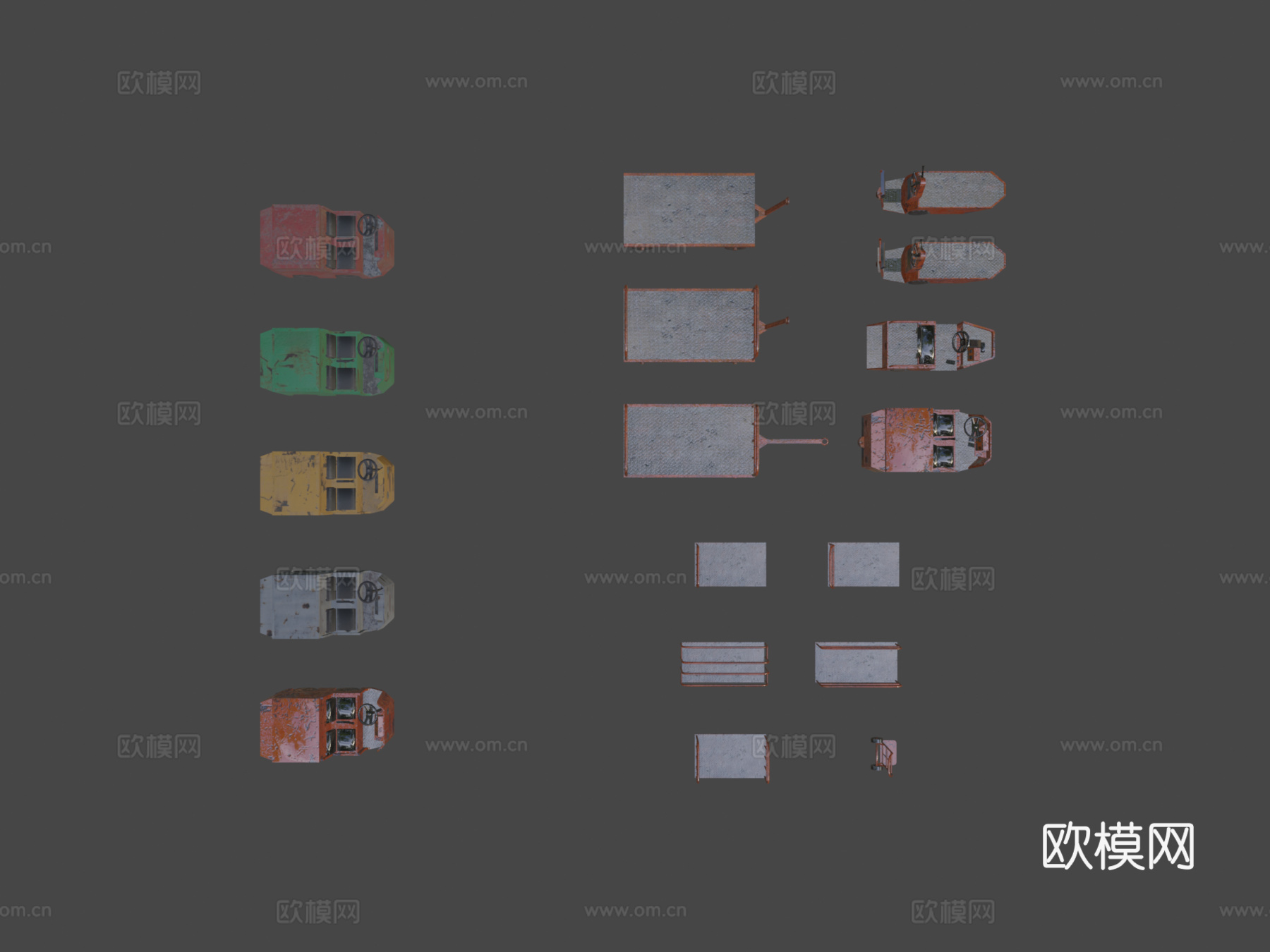 公用手推车 工程车3d模型