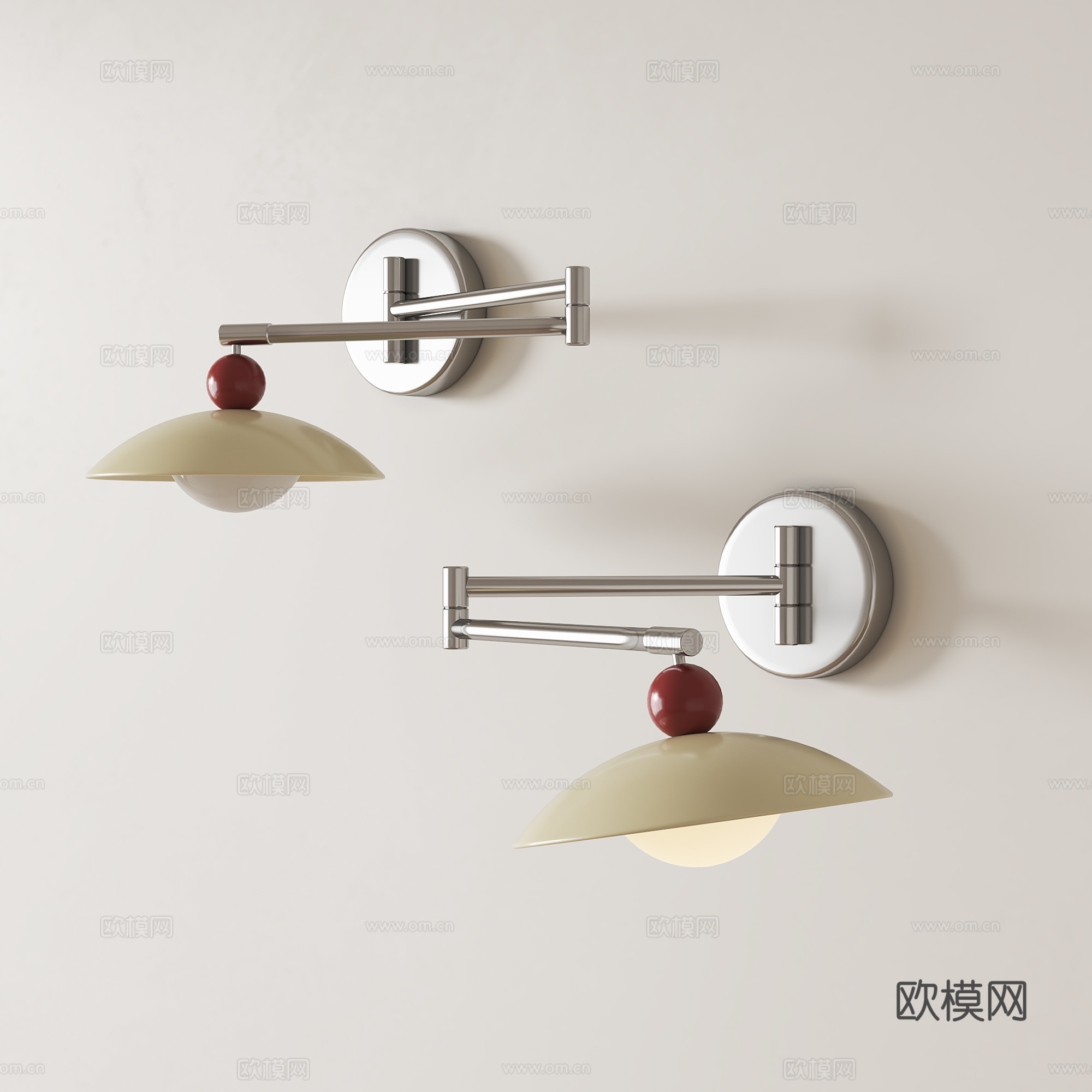 奶油风摇臂壁灯3d模型下载
