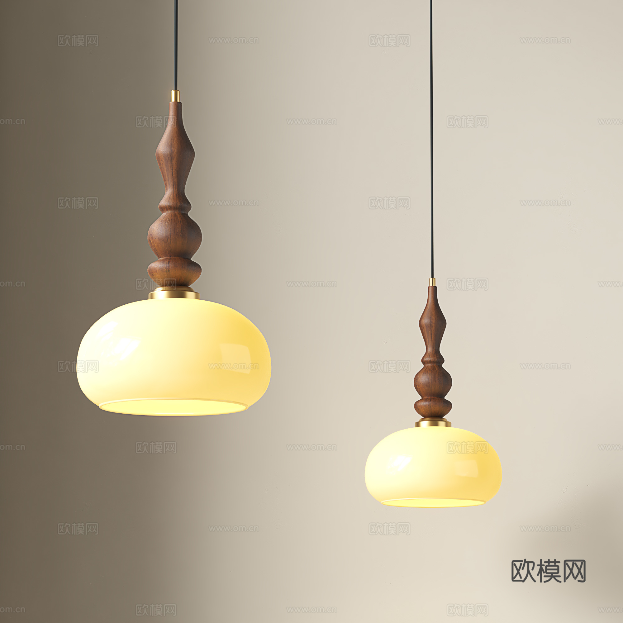 中古风吊灯 床头小吊灯3d模型下载