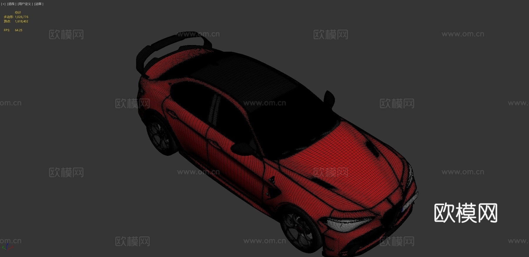 红色轿车3d模型