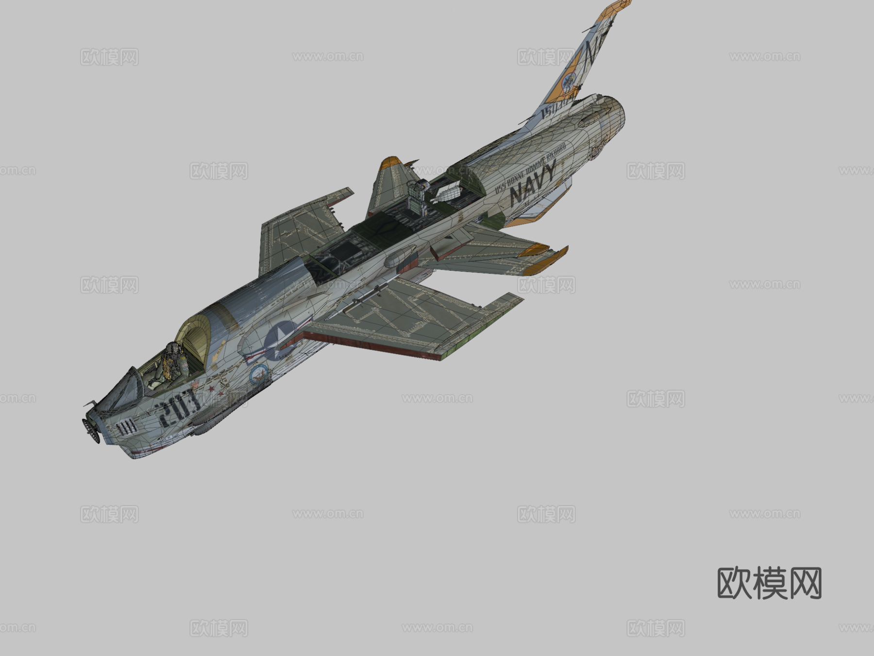 喷气式战斗机3d模型下载（渲染图2）