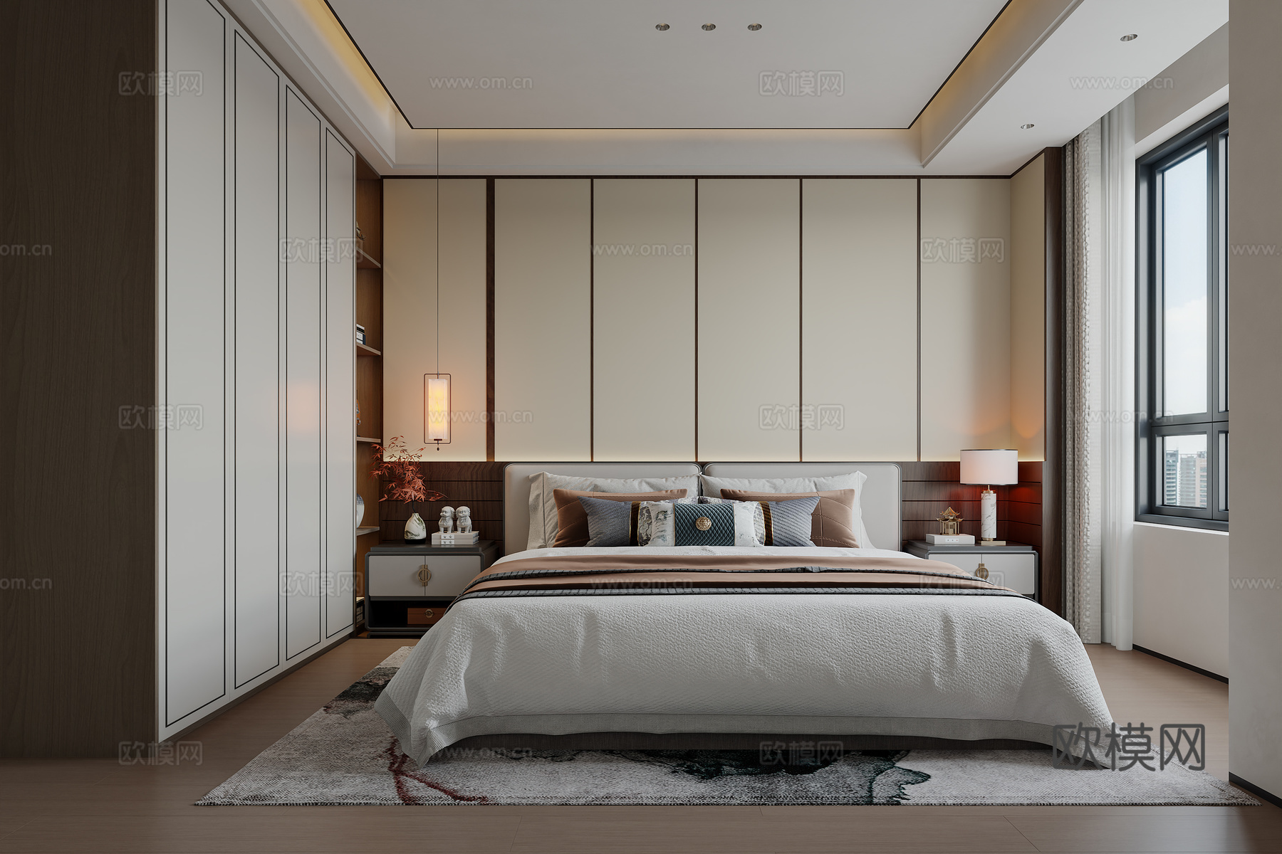 新中式卧室 主卧3d模型下载